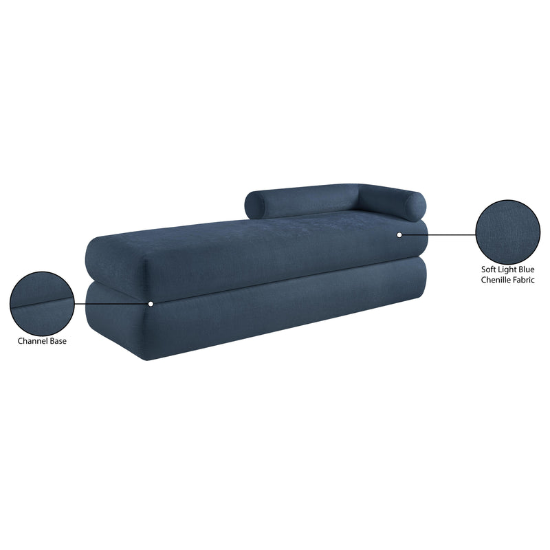 Meridian Kennedy Light Blue Chenille Fabric Bench IMAGE 14