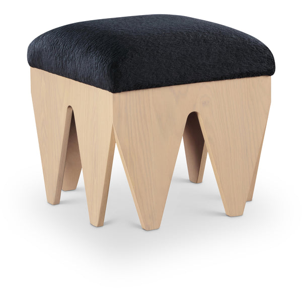 Meridian Altair Black Velour Fur Fabric Bench IMAGE 1