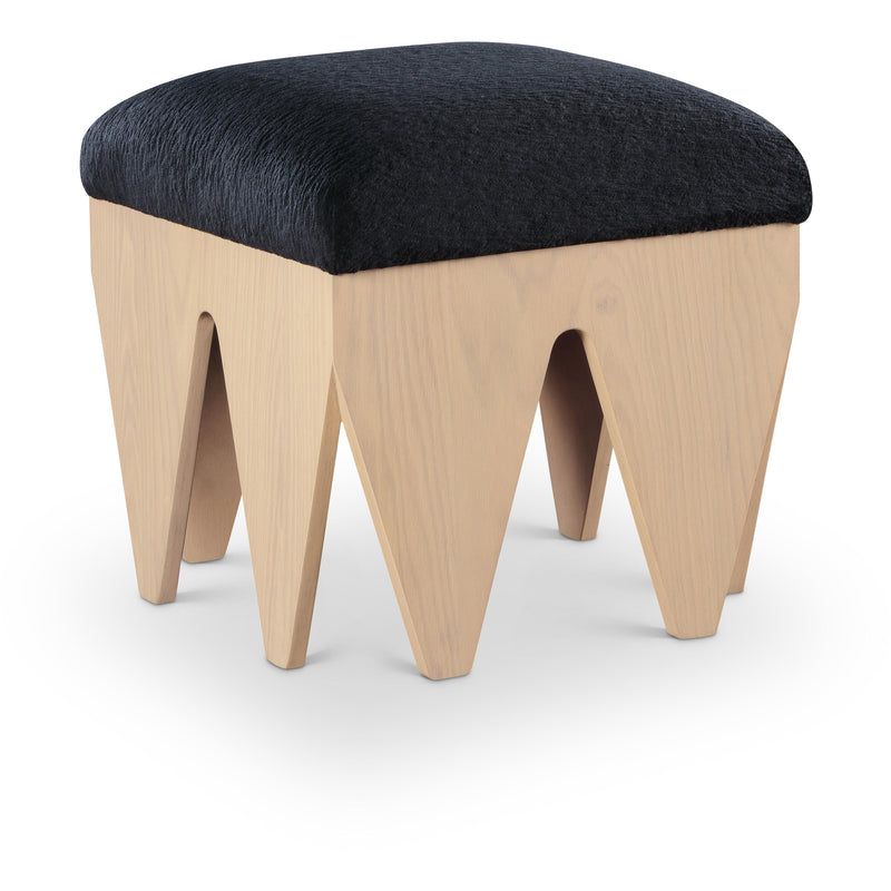 Meridian Altair Black Velour Fur Fabric Bench IMAGE 1