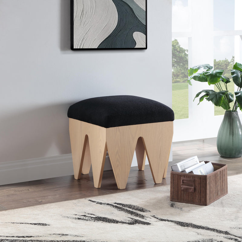 Meridian Altair Black Velour Fur Fabric Bench IMAGE 2