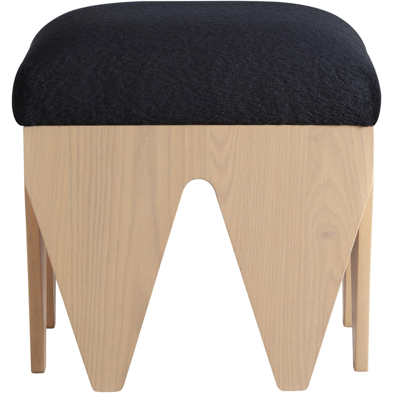 Meridian Altair Black Velour Fur Fabric Bench IMAGE 3