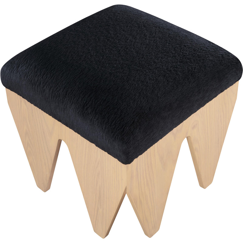 Meridian Altair Black Velour Fur Fabric Bench IMAGE 4