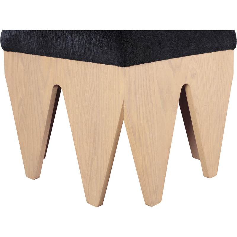 Meridian Altair Black Velour Fur Fabric Bench IMAGE 5