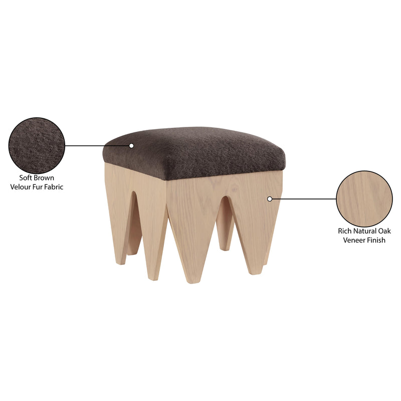 Meridian Altair Brown Velour Fur Fabric Bench IMAGE 7