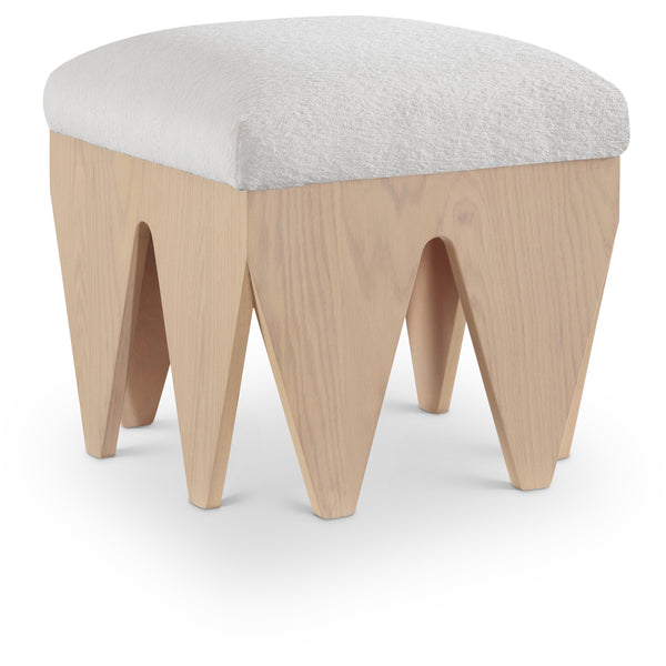 Meridian Altair Cream Velour Fur Fabric Bench IMAGE 1