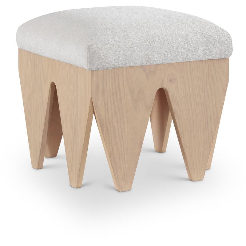 Meridian Altair Cream Velour Fur Fabric Bench IMAGE 1