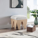 Meridian Altair Cream Velour Fur Fabric Bench IMAGE 2