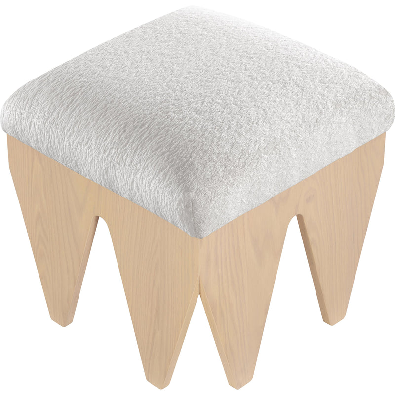 Meridian Altair Cream Velour Fur Fabric Bench IMAGE 4