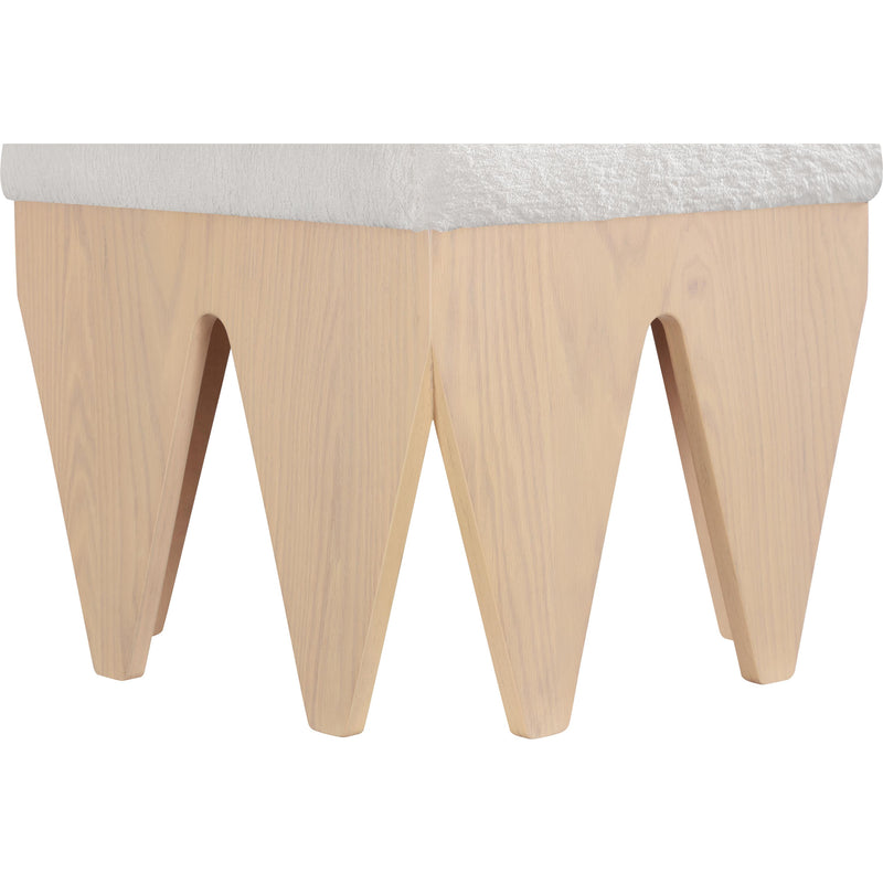 Meridian Altair Cream Velour Fur Fabric Bench IMAGE 5