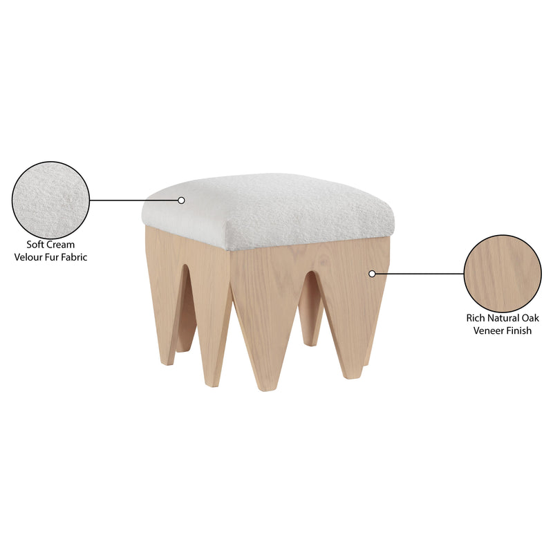 Meridian Altair Cream Velour Fur Fabric Bench IMAGE 7