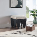 Meridian Altair Beige Velour Fur Fabric Bench IMAGE 2
