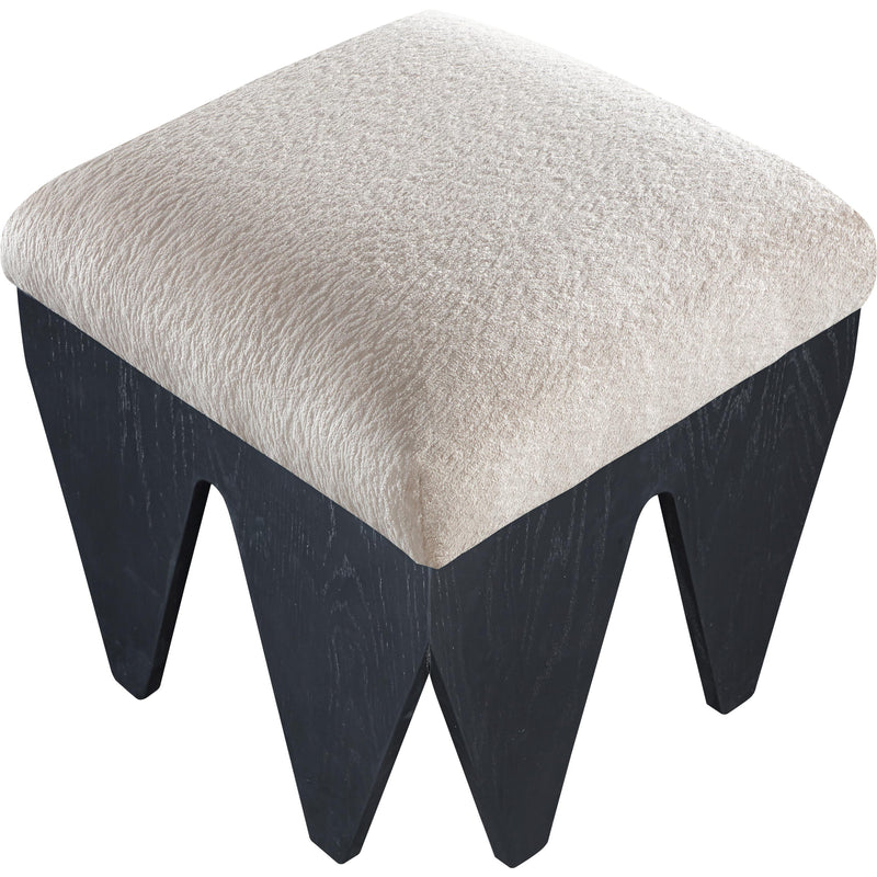 Meridian Altair Beige Velour Fur Fabric Bench IMAGE 4