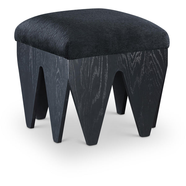Meridian Altair Black Velour Fur Fabric Bench IMAGE 1