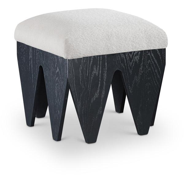 Meridian Altair Cream Velour Fur Fabric Bench IMAGE 1