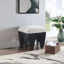 Meridian Altair Cream Velour Fur Fabric Bench IMAGE 2