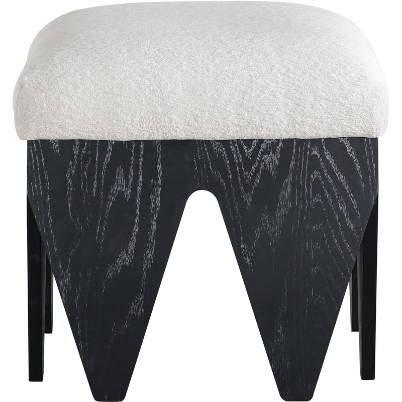 Meridian Altair Cream Velour Fur Fabric Bench IMAGE 3
