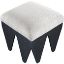 Meridian Altair Cream Velour Fur Fabric Bench IMAGE 4