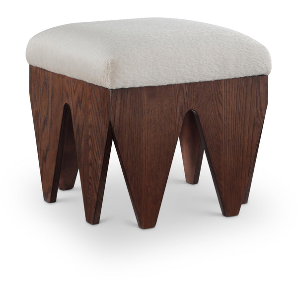 Meridian Altair Beige Velour Fur Fabric Bench IMAGE 1