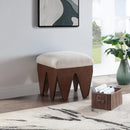 Meridian Altair Beige Velour Fur Fabric Bench IMAGE 2