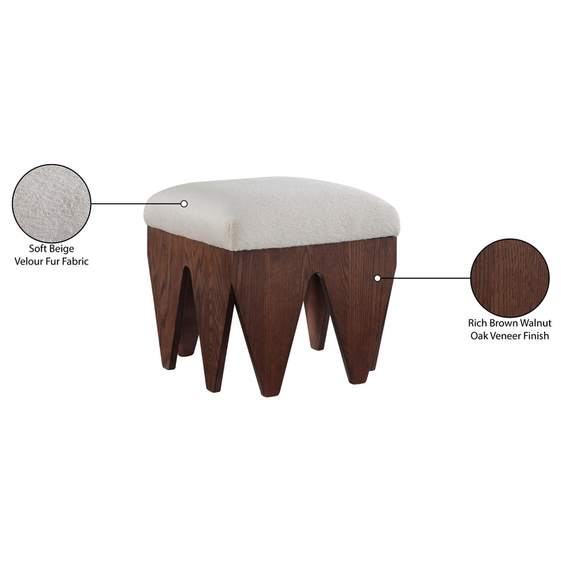 Meridian Altair Beige Velour Fur Fabric Bench IMAGE 7