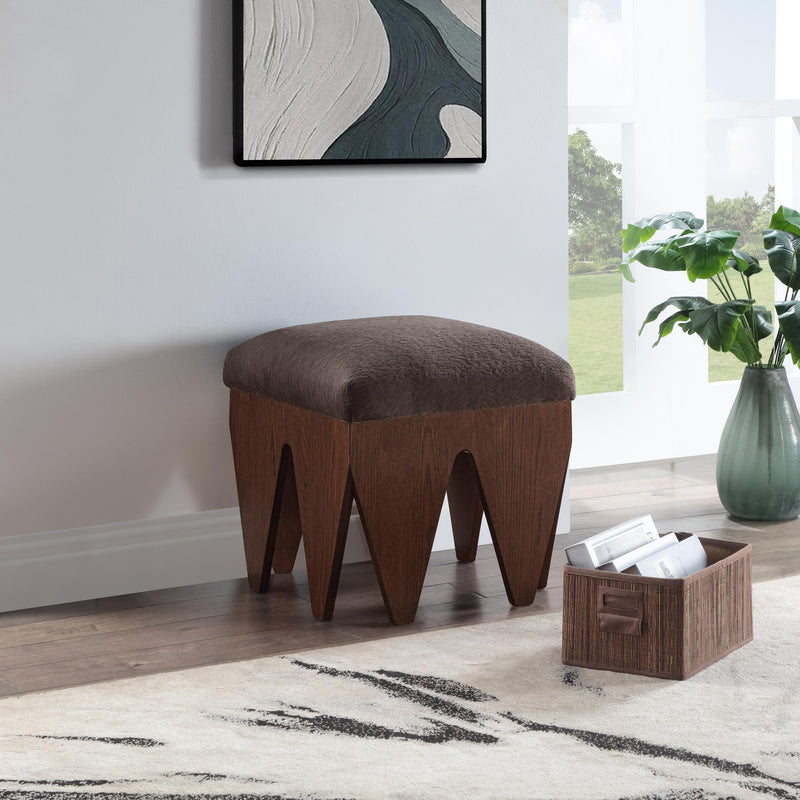 Meridian Altair Brown Velour Fur Fabric Bench IMAGE 2