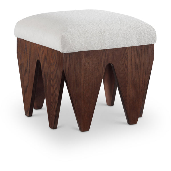 Meridian Altair Cream Velour Fur Fabric Bench IMAGE 1