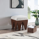 Meridian Altair Cream Velour Fur Fabric Bench IMAGE 2