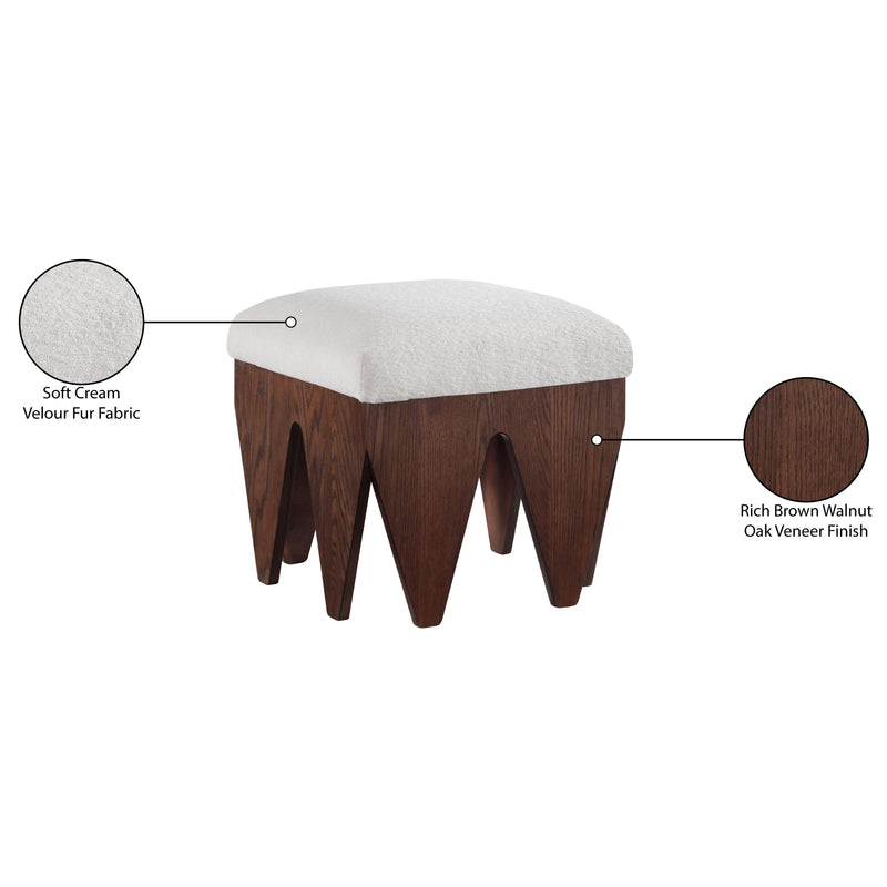 Meridian Altair Cream Velour Fur Fabric Bench IMAGE 7
