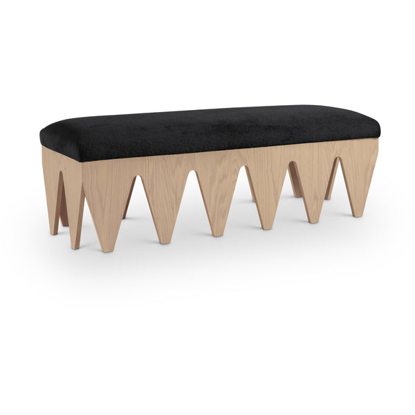 Meridian Altair Black Velour Fur Fabric Bench IMAGE 1