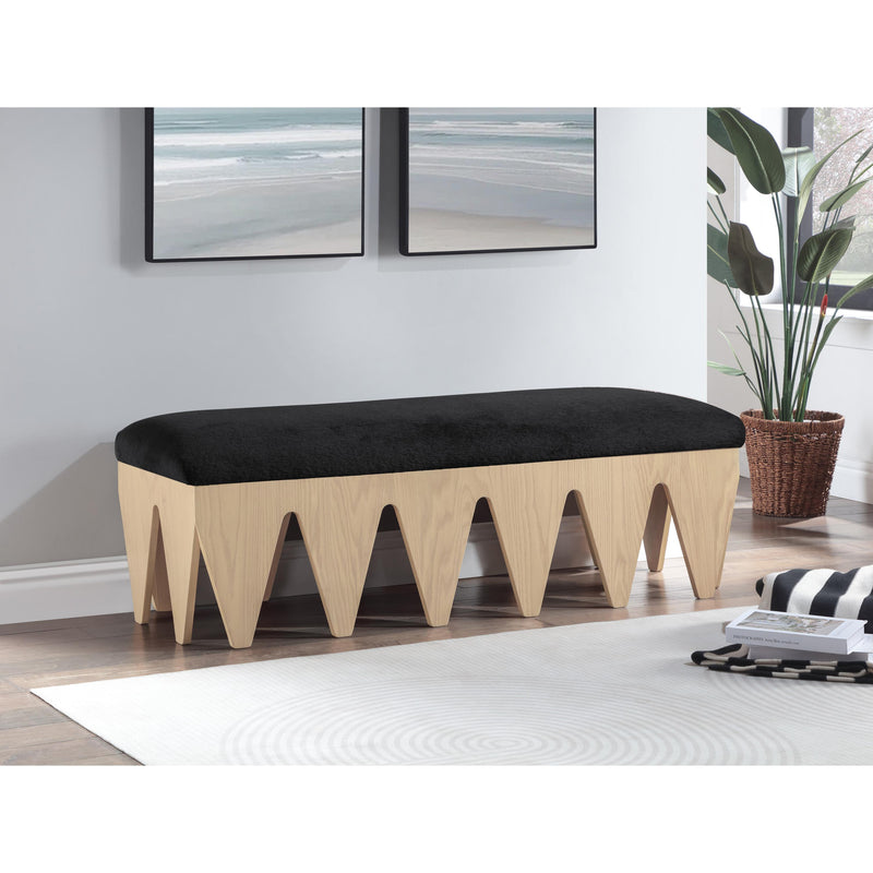 Meridian Altair Black Velour Fur Fabric Bench IMAGE 2
