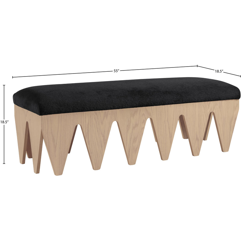 Meridian Altair Black Velour Fur Fabric Bench IMAGE 7