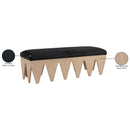 Meridian Altair Black Velour Fur Fabric Bench IMAGE 8