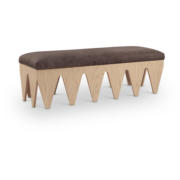 Meridian Altair Brown Velour Fur Fabric Bench IMAGE 1