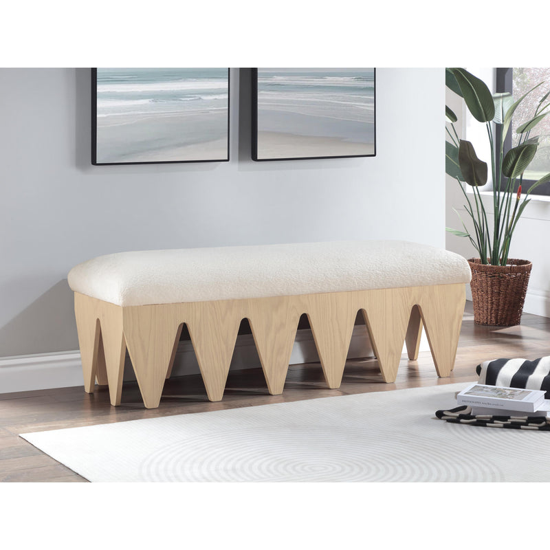 Meridian Altair Cream Velour Fur Fabric Bench IMAGE 2