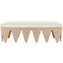 Meridian Altair Cream Velour Fur Fabric Bench IMAGE 3