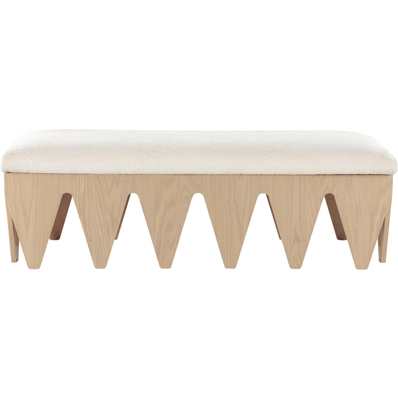 Meridian Altair Cream Velour Fur Fabric Bench IMAGE 3