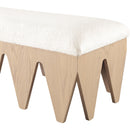Meridian Altair Cream Velour Fur Fabric Bench IMAGE 5