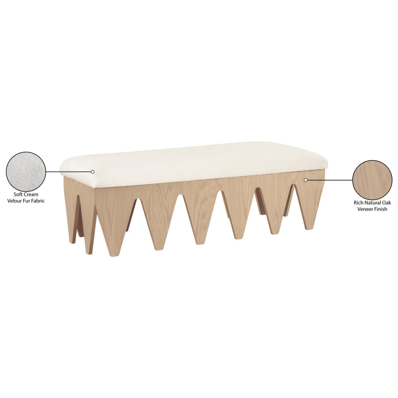 Meridian Altair Cream Velour Fur Fabric Bench IMAGE 8