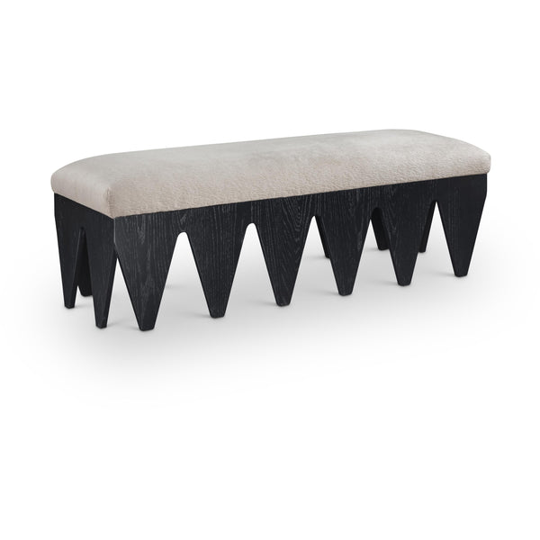 Meridian Altair Beige Velour Fur Fabric Bench IMAGE 1
