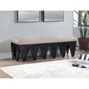 Meridian Altair Beige Velour Fur Fabric Bench IMAGE 2