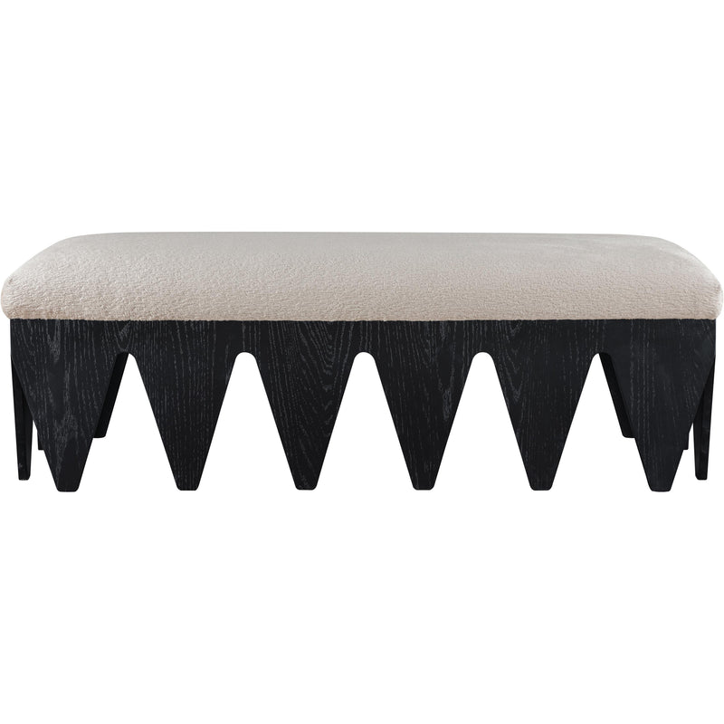 Meridian Altair Beige Velour Fur Fabric Bench IMAGE 3