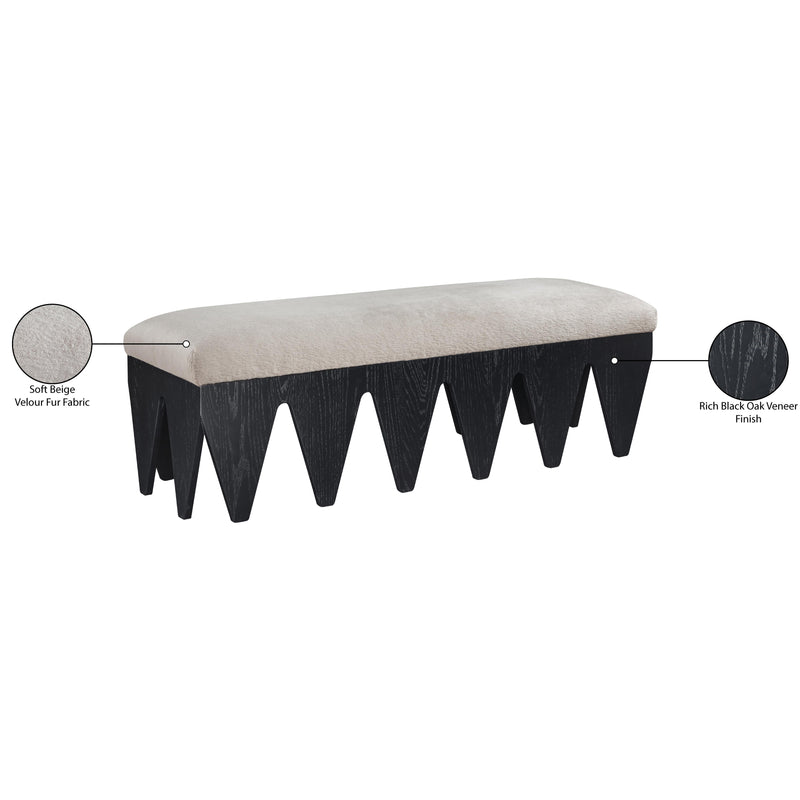 Meridian Altair Beige Velour Fur Fabric Bench IMAGE 8