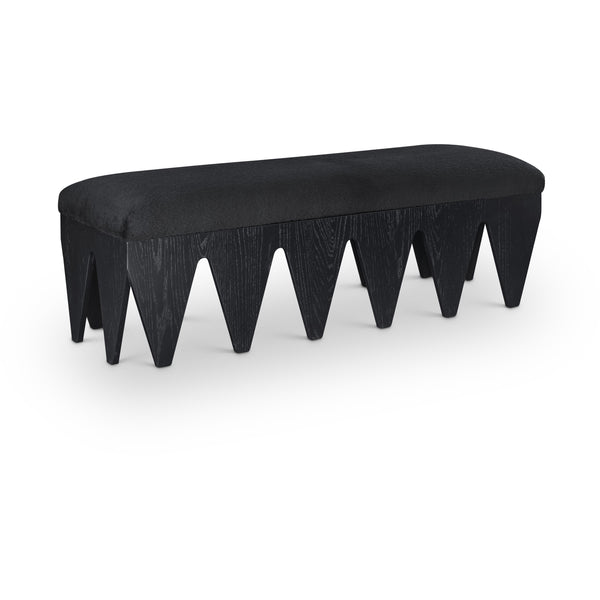Meridian Altair Black Velour Fur Fabric Bench IMAGE 1