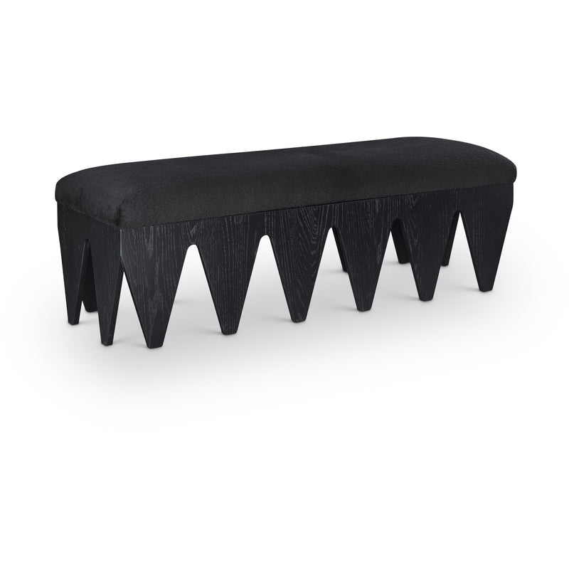 Meridian Altair Black Velour Fur Fabric Bench IMAGE 1