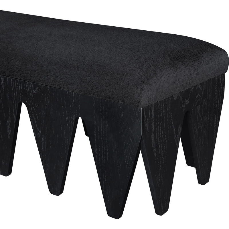 Meridian Altair Black Velour Fur Fabric Bench IMAGE 5
