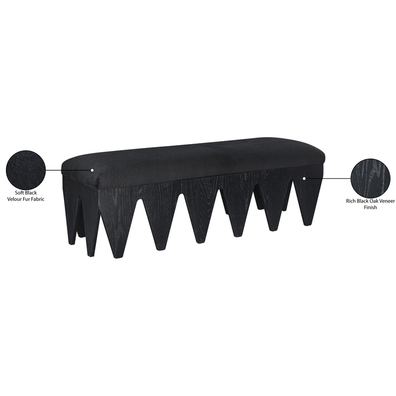 Meridian Altair Black Velour Fur Fabric Bench IMAGE 8