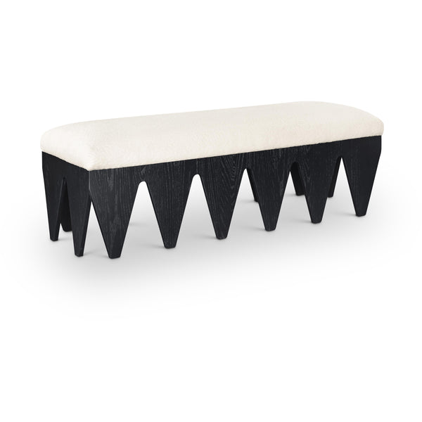 Meridian Altair Cream Velour Fur Fabric Bench IMAGE 1