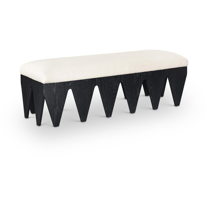 Meridian Altair Cream Velour Fur Fabric Bench IMAGE 1