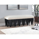Meridian Altair Cream Velour Fur Fabric Bench IMAGE 2