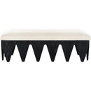Meridian Altair Cream Velour Fur Fabric Bench IMAGE 3